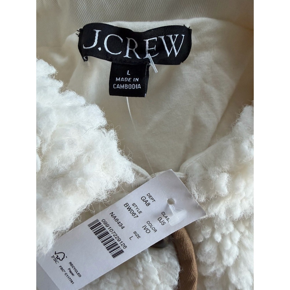 J Crew Faux Sherpa Barn Jacket Ivory Women's Size Large - Picture 10 of 12